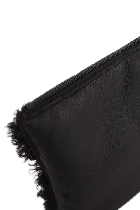 BLACK REVERSIBLE FURRY CLUTCH BAG BLACK 3