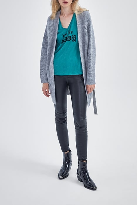 GREEN GLITTERY T-SHIRT WITH FLOCKED SLOGAN GREEN 3