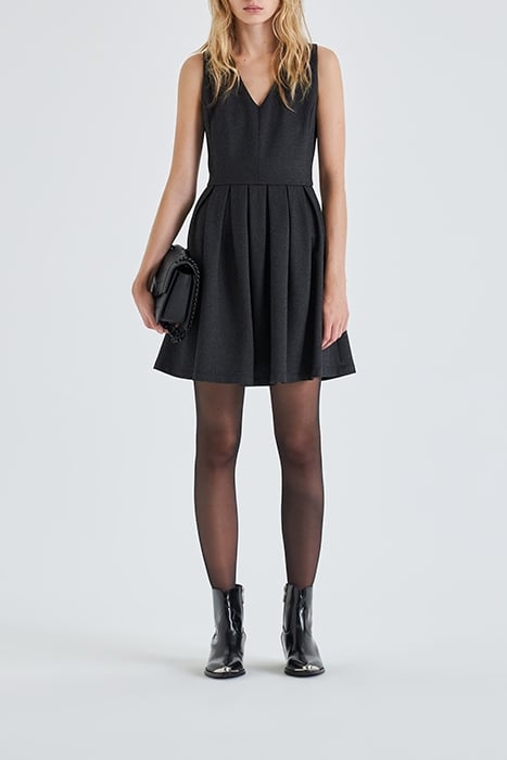 BLACK SHINY KNIT SKATER DRESS BLACK 3