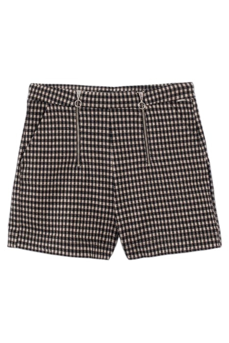 GIRLS’ BLACK AND BEIGE HOUNDSTOOTH MOTIF SHORTS BLACK 1