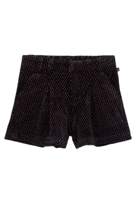 GIRLS’ BLACK TEXTURE, LUREX, JACQUARD VELVET KNIT SHORTS BLA 1