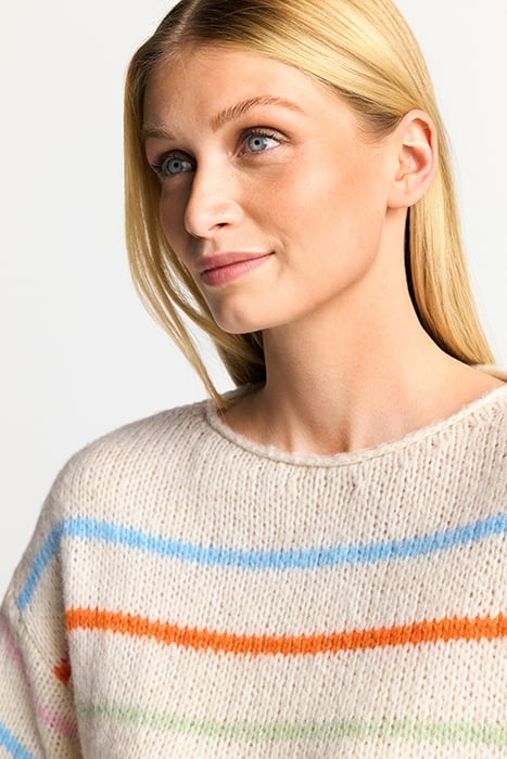 COZY CREW NECK COLOURFUL STRIPES PEARL WHITE 4