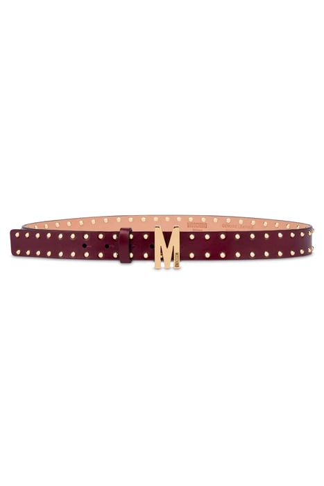 M BELT IN GOLD STUDS CALFSKIN RED 1