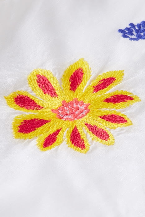 CROPPED FLOWER EMBROIDERY PANTS OFF WHITE 3