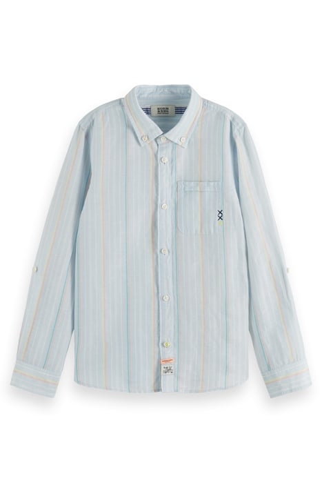REGULAR-FIT - YARN-DYED STRIPE COTTON LINEN SHIRT BLUE/WHITE 3