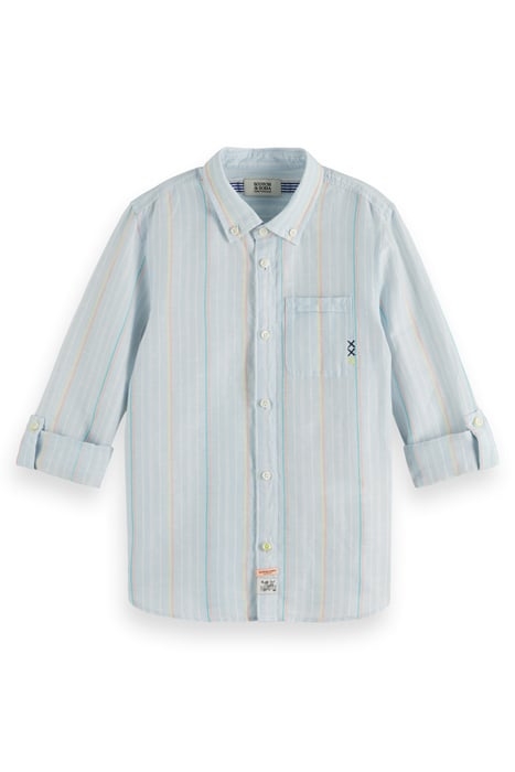 REGULAR-FIT - YARN-DYED STRIPE COTTON LINEN SHIRT BLUE/WHITE 1