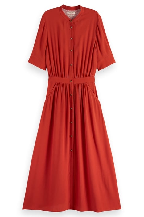 MIDI DRESS WITH BUTTON CLOSURE RUSTIC CORAL 1