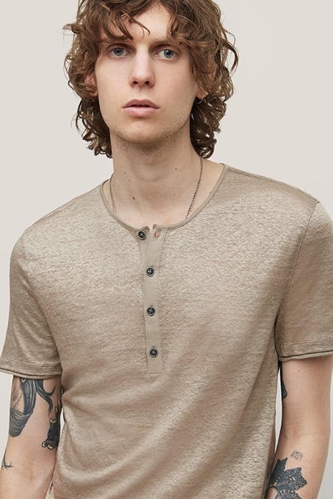 BLEECKER REGULAR FIT SS HENLEY WITH PICK DRIED SAGE 2