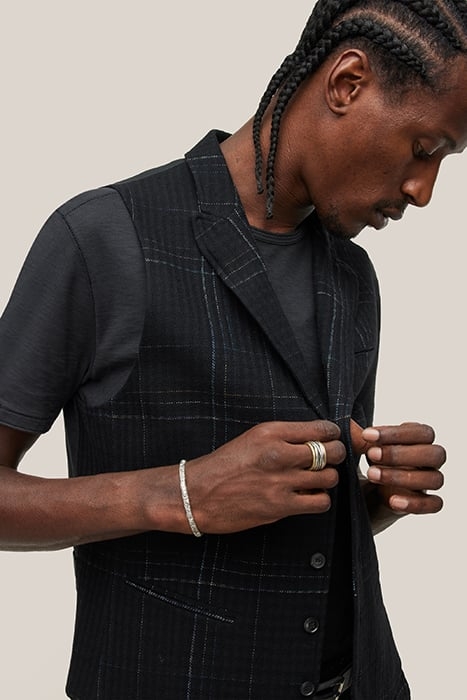 SLIM FIT PEAK LAPEL VEST WITH WIRE INSER BLACK 2