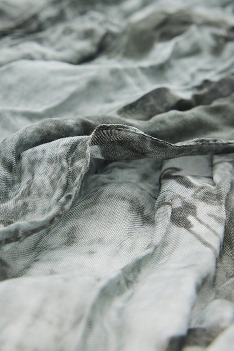 WATERCOLOR FLOWER COLD DYED SCARF MED GREY 2