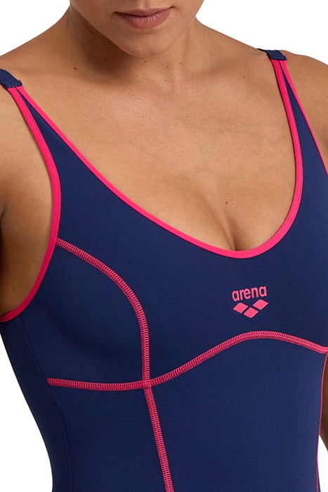 WOMEN'S ARENA TANIA CLIP BACK SWIMSUIT O NAVY-FREAK ROSE 8