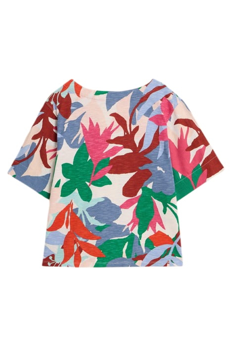 SARA TIE HEM TOP WHITE PRINTED 2