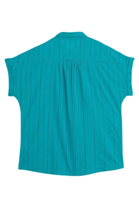 ELLIE COTTON BRODERIE SHIRT BRIGHT TEAL 2
