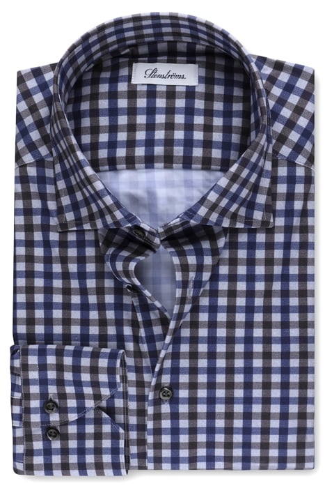JERSEY SHIRT, SLIMLINE BROWN CHECK 1