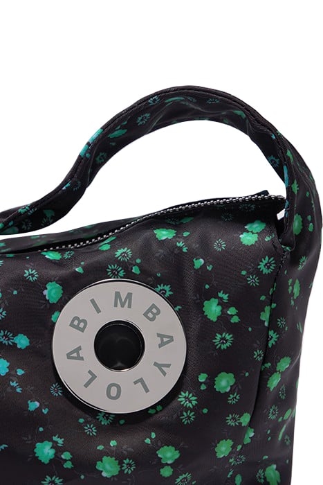 L BLACK RAINBOW FLOWERS NYLON HOBO BAG 3