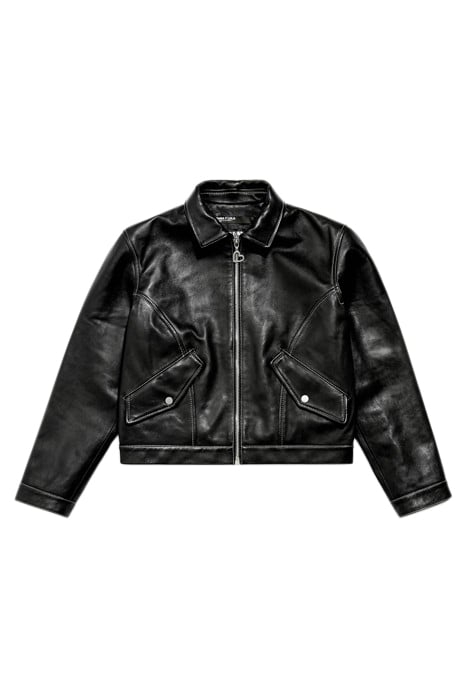 BLACK CROPPED LEATHER JACKET 3