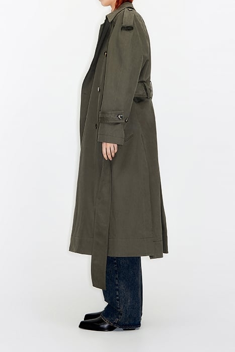 LONG DARK KHAKI TRENCH COAT 4