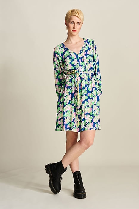 DRESS - LILIES BLUE MULTI COLOUR 5