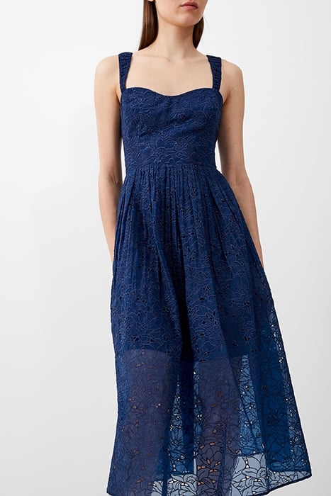 EMBROIDERED LACE STRAPPY DRESS BLUE 3