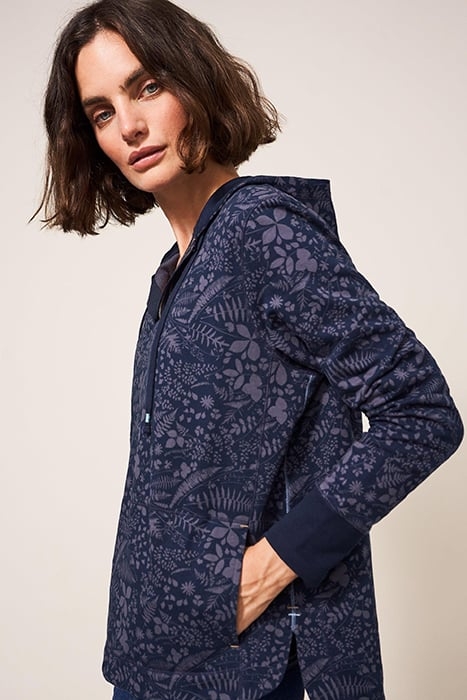 MILO HOODED SWEAT NAVY PRINT 2