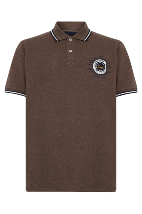 LUCASSI BADGE POLO CHOCOLAT BROWN MELANGE 4
