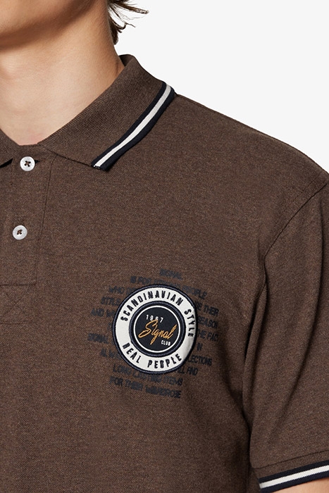 LUCASSI BADGE POLO CHOCOLAT BROWN MELANGE 6
