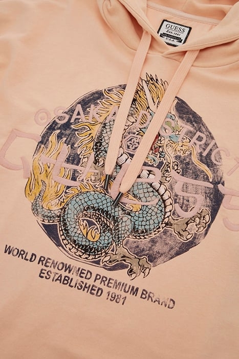 GUESS ECO GUESS ROUND LOGO HOODIE SWEATS PEACH SKY 6