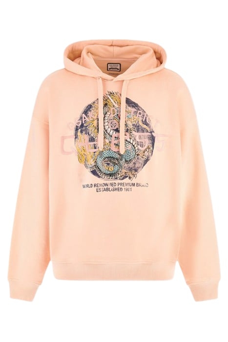 GUESS ECO GUESS ROUND LOGO HOODIE SWEATS PEACH SKY 4