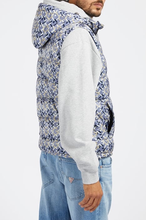 GUESS ECO SUPER LIGHT PUFFA VEST G CHAIN BLUE AOP 2