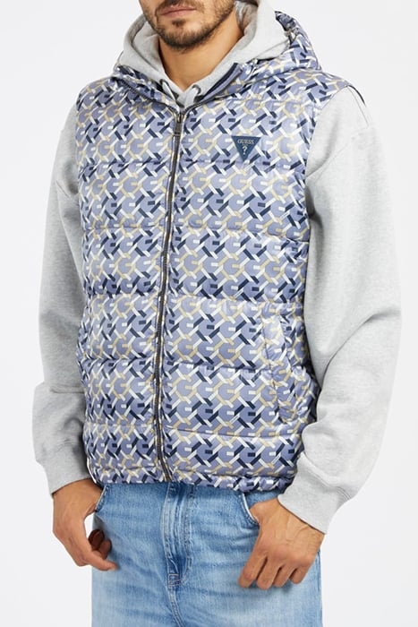 GUESS ECO SUPER LIGHT PUFFA VEST G CHAIN BLUE AOP 1