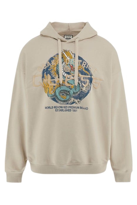 GUESS ECO GUESS ROUND LOGO HOODIE SWEATS PASADENA STONE 4