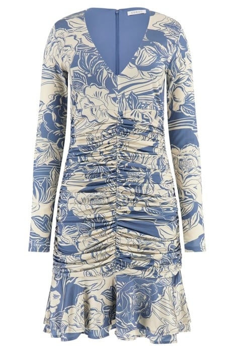 GUESS ECO LS LILLIAN DRESS ROSE RIVER PRINT BLU 1