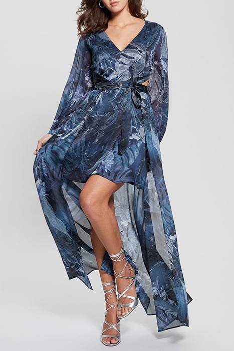 GUESS ECO LS FARRAH DRESS ETCHED TROPICAL PRIN 5