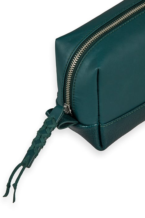 LARGE LEATHER MAKEUP BAG BOTTLE GREEN 3