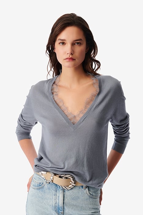 JAYDEN KNITTED SWEATER IN STONE BLUE 1