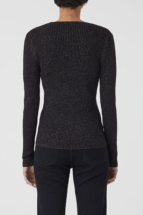 V CARDIGAN LONG SLEEVE KNITS BLACK 2