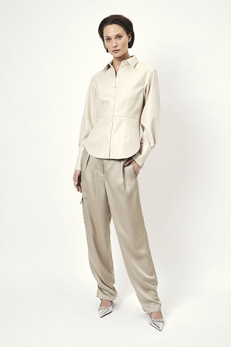 AKIRA FAUX LEATHER SHIRT CHALK 1