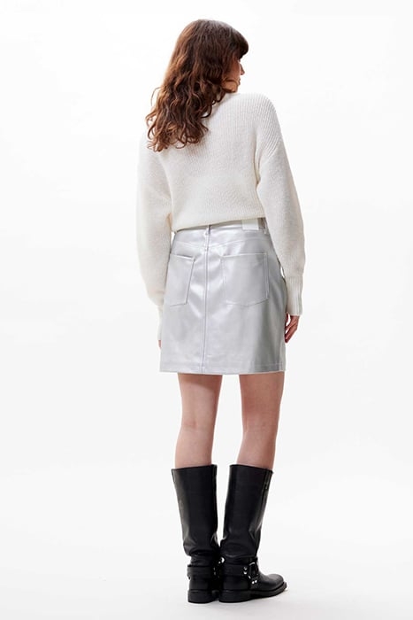 VEGAN LEATHER 5 POCKET SKIRT SILVER 3