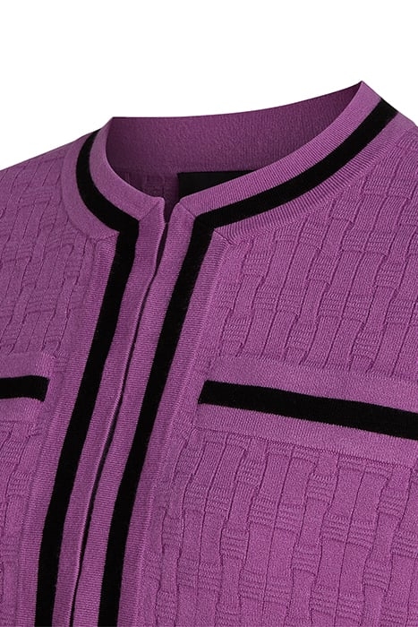 TEXTURED CLASSIC KNIT CARDIGAN IRIS ORCHID/BLACK 7