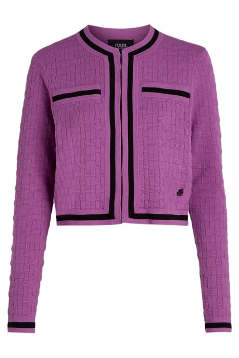 TEXTURED CLASSIC KNIT CARDIGAN IRIS ORCHID/BLACK 4