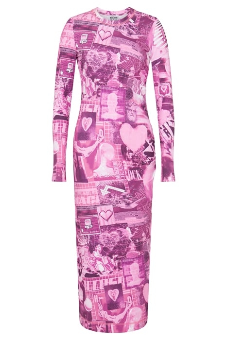 DIGITAL HEART LIGHTWEIGHT FLEECE DRESS PINK 3