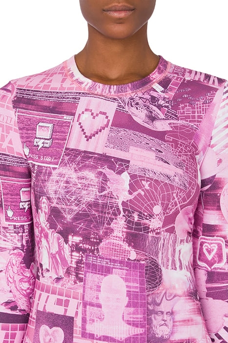 DIGITAL HEART LIGHTWEIGHT FLEECE DRESS PINK 4