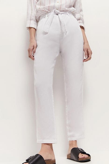 PEARL - WHITE BELTED NEO-CARROT PANTS 1