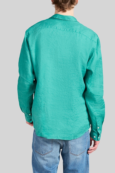 PETROL PURE LINEN SLIM SHIRT 2