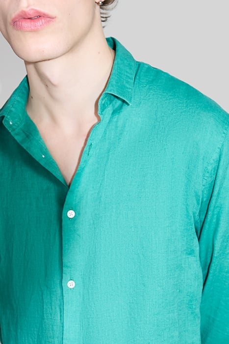 PETROL PURE LINEN SLIM SHIRT 4