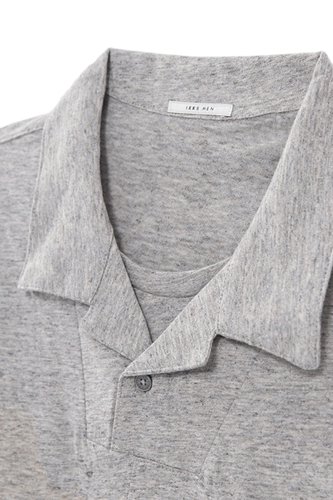 GREY UPCYCLED POLO SHIRT WITH TROMPE-L'OEIL COLLAR 7
