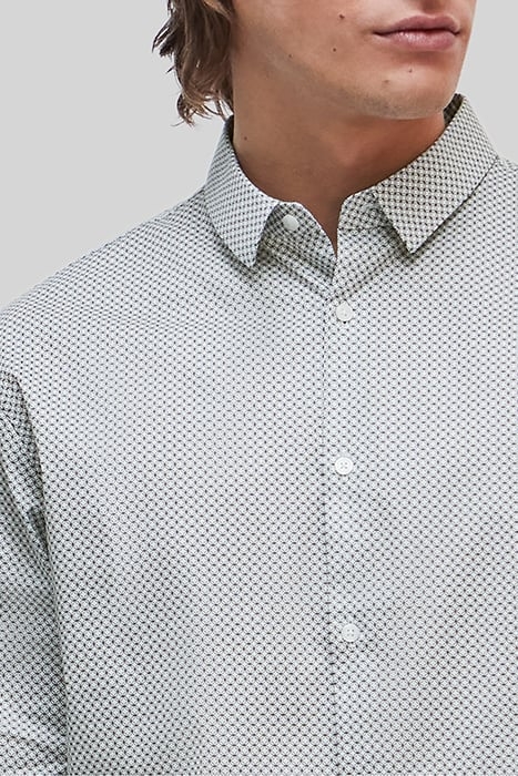 WHITE MINIMALIST ROSETTE PRINT SLIM SHIRT 5