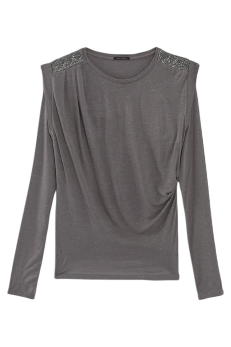 GREY T-SHIRT WITH MICROBEADS ON SHOULDERS 4