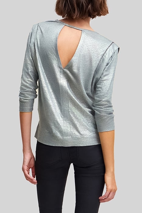 STORM BLUE LINEN FOIL MICROBEADED T-SHIRT 2