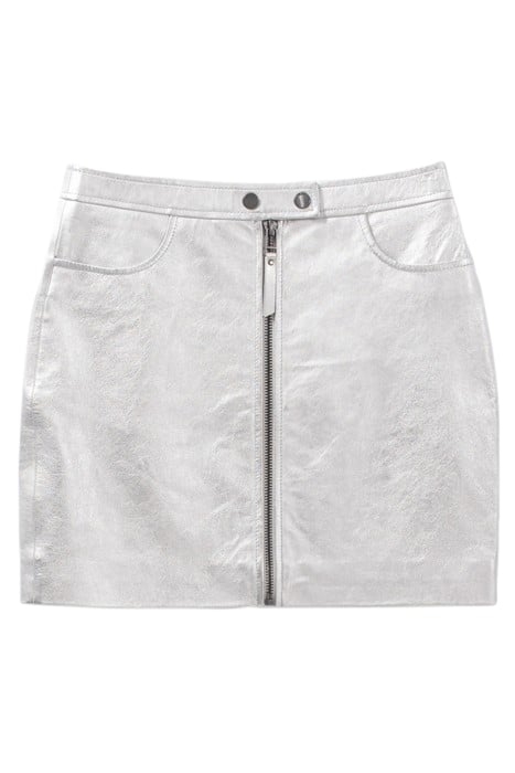 SILVER LEATHER ZIPPED SHORT SKIRT 4